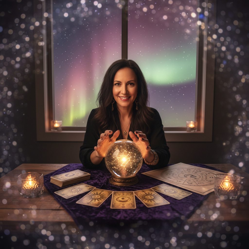 Celestial star map over Austin Texas skyline for astrology guidance