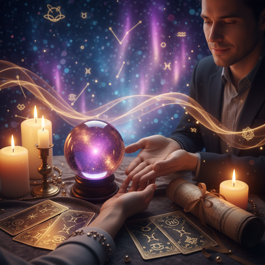 Mystical celestial background with Austin Texas skyline at dusk