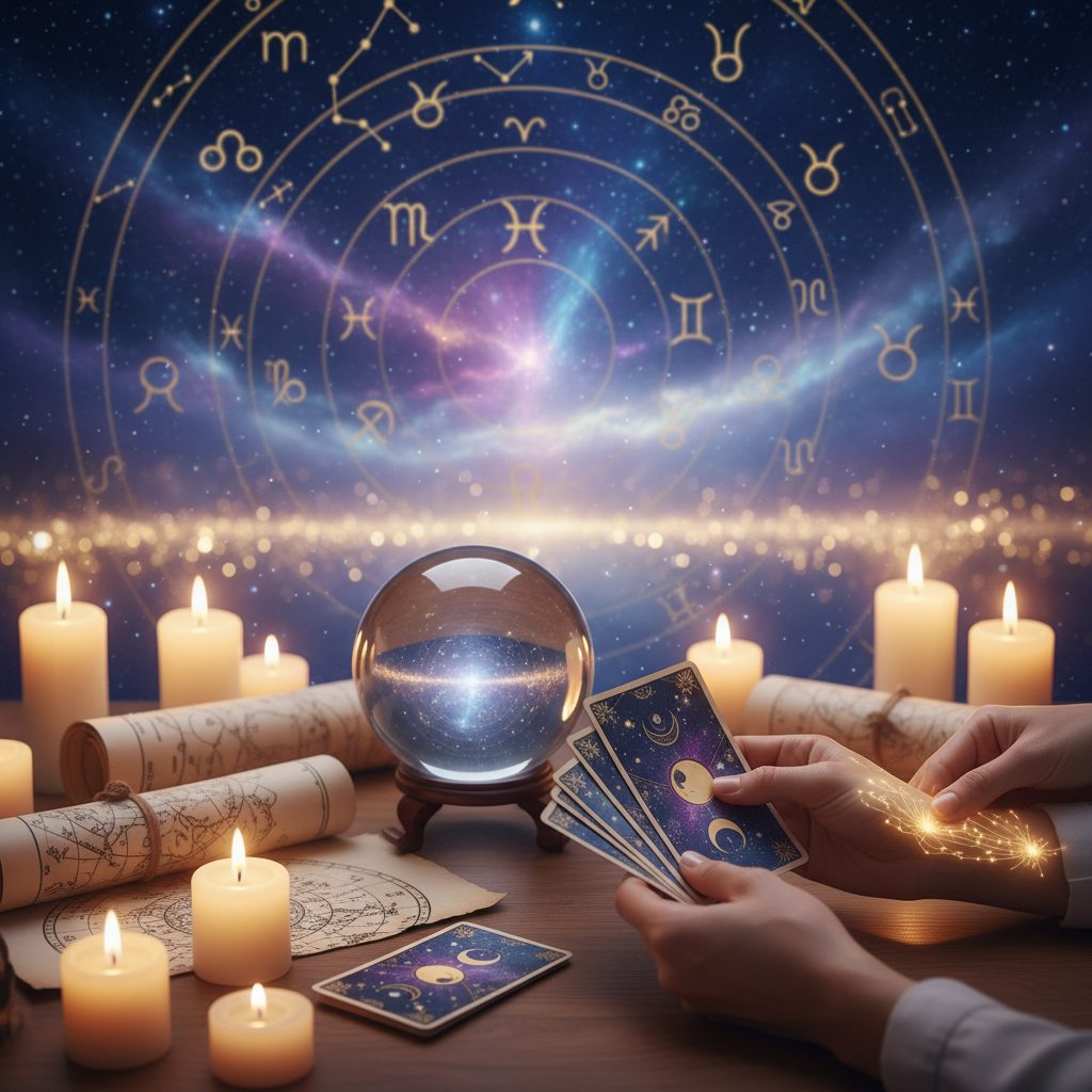 Celestial-themed metaphysical tools displayed in Austin TX store