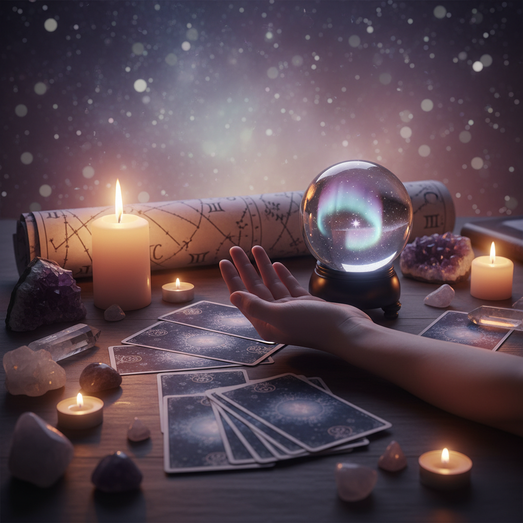 mystical celestial image with astrology and tarot in Austin Texas background