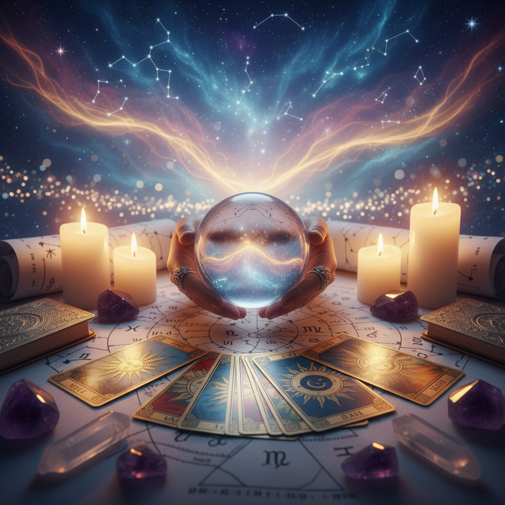 Mystical celestial artwork representing spiritual guidance in Austin TX