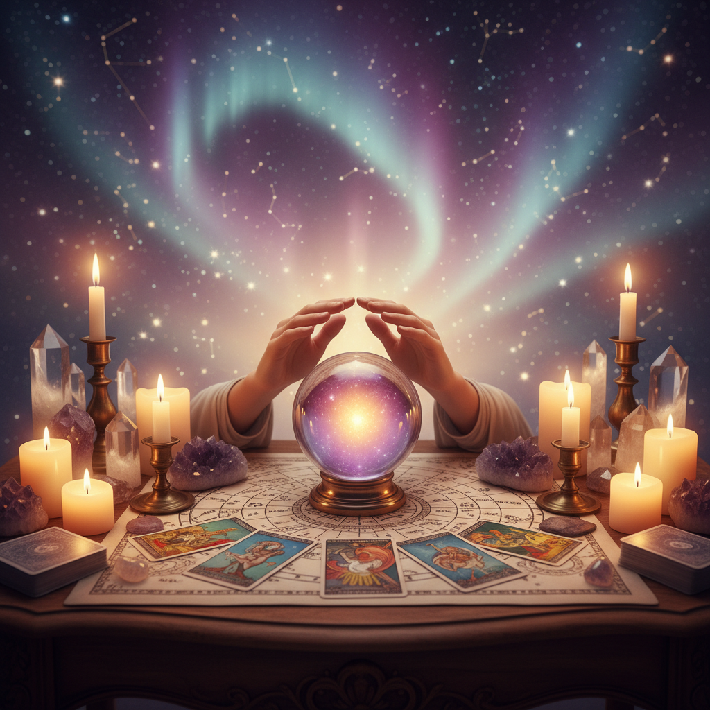 Mystical celestial illustration symbolizing career guidance in Austin TX