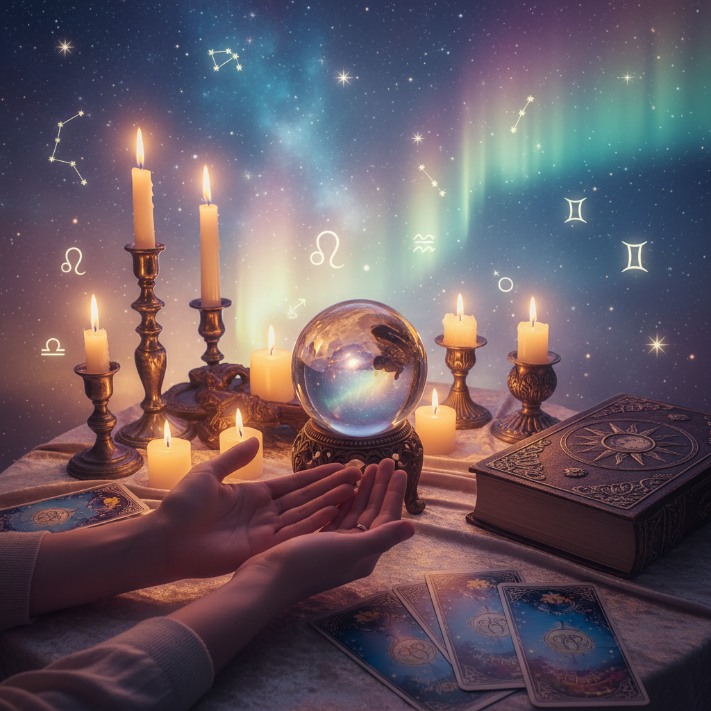 Mystical celestial scene symbolizing spiritual connection in Austin Texas