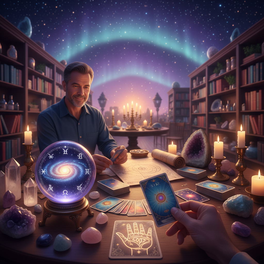 Austin TX metaphysical store with celestial and mystical decor