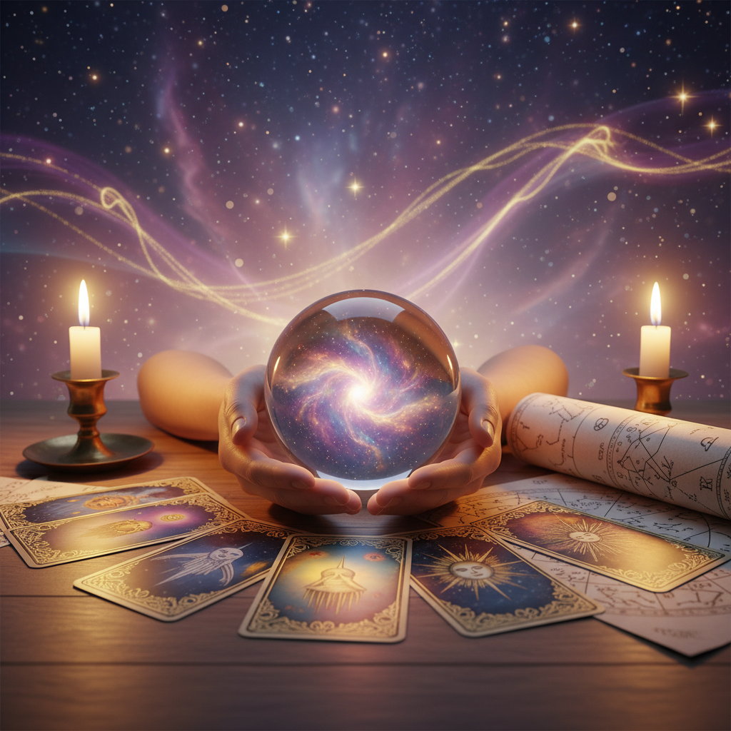 Mystical celestial symbols representing spiritual healing in Austin Texas