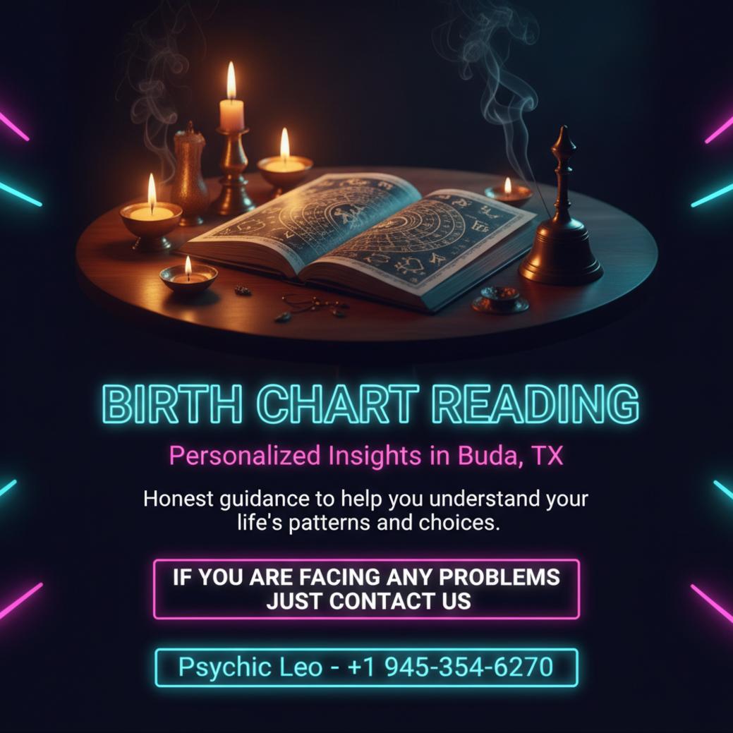 Vedic birth chart reading with candles in Buda, TX interior