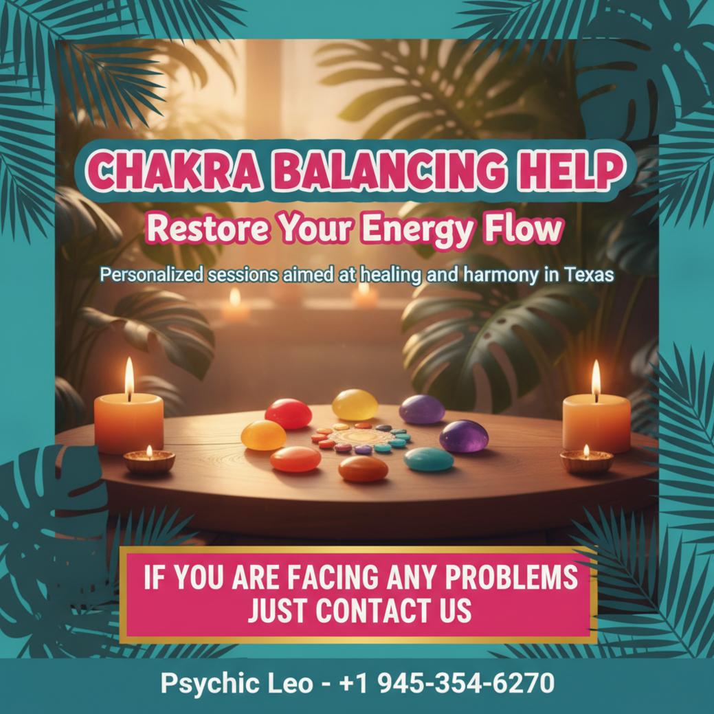 Chakra balancing energy stones on wooden altar with warm light Texas
