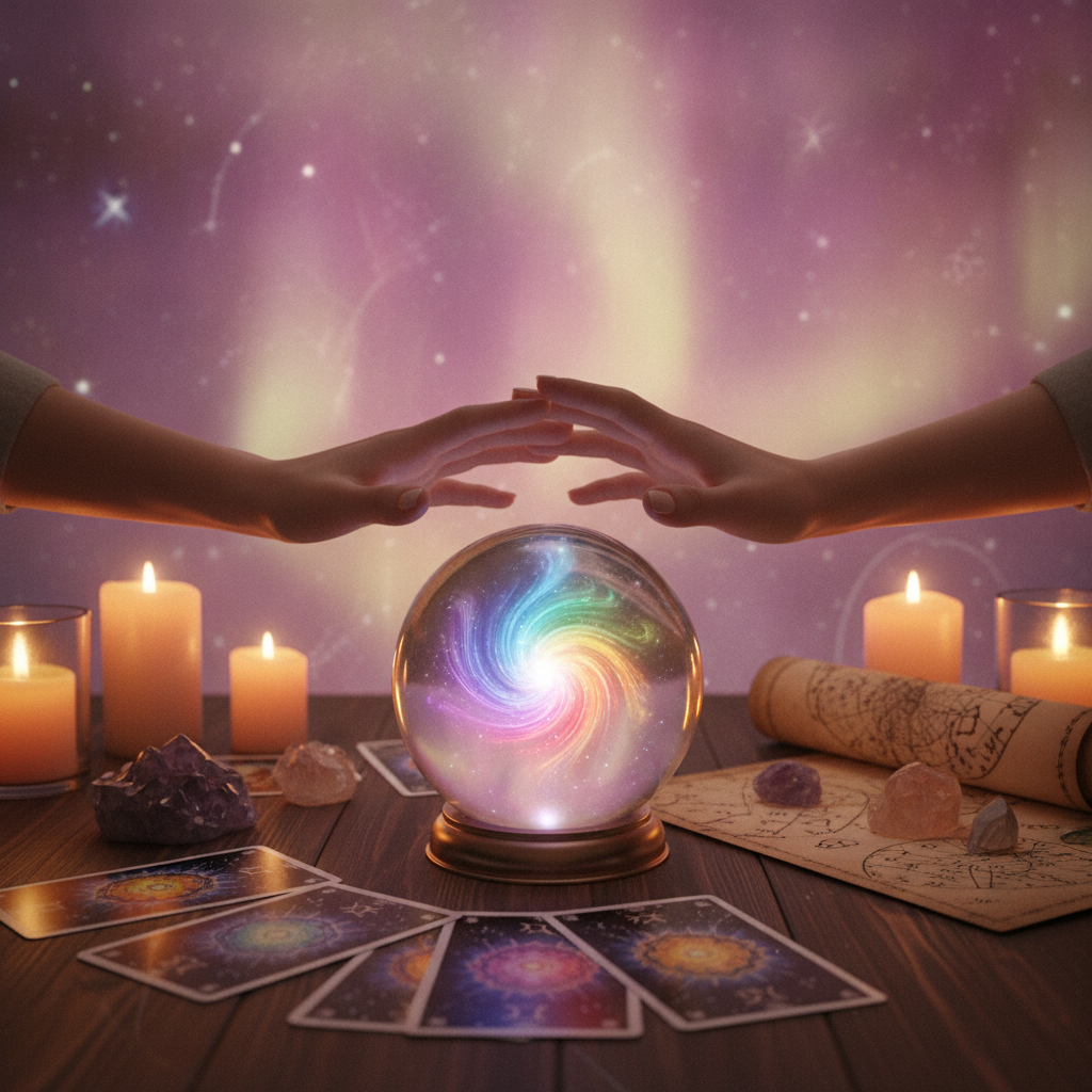Mystical chakras glowing with cosmic energy Austin TX background