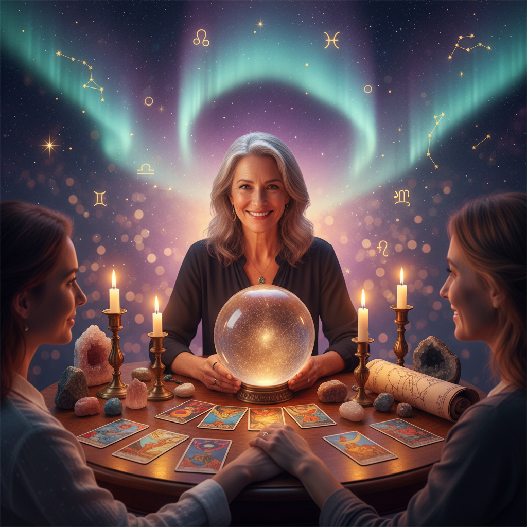 Clairvoyant Austin TX: Unlock Spiritual Insight with Psychic Leo Mystical celestial vision with Austin city skyline at dusk