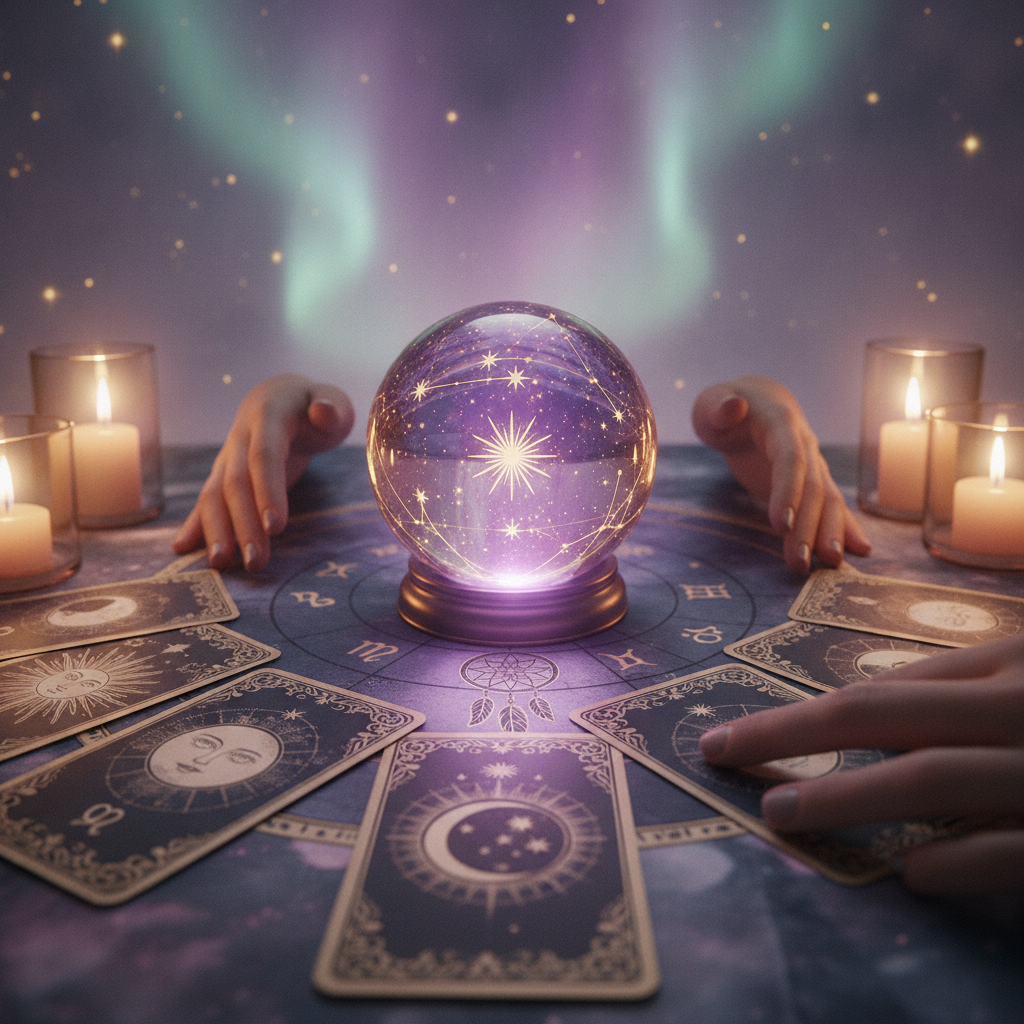 Mystical celestial dream symbols reflecting subconscious insight in Austin