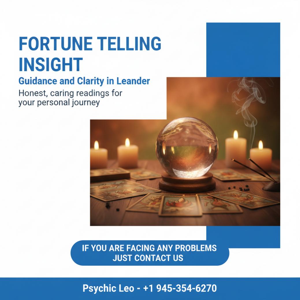 Fortune telling setup with crystal ball and tarot cards in Leander