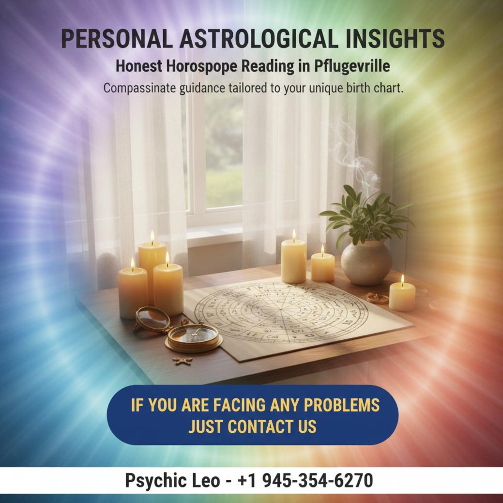 Horoscope reading setup with candles and chart in Pflugerville, TX