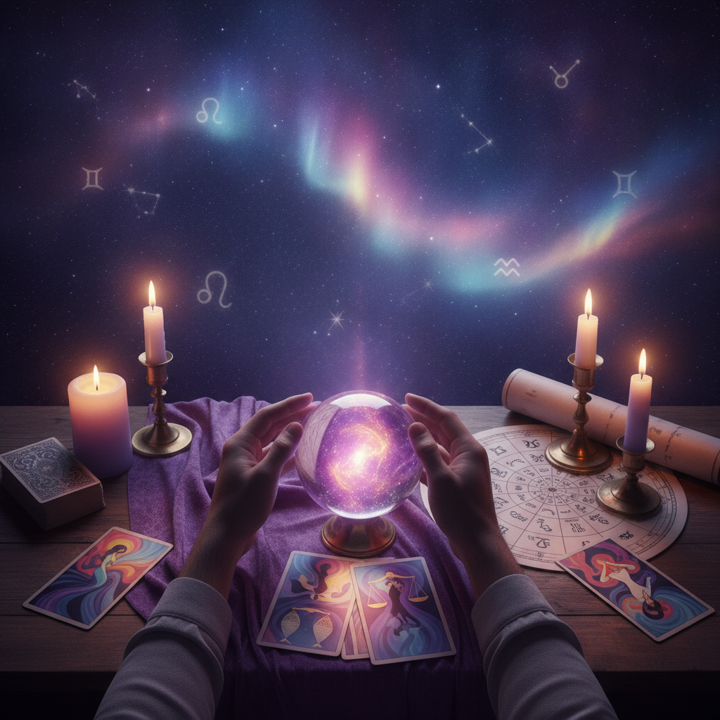 Mystical celestial symbols representing love and compatibility in Austin Texas