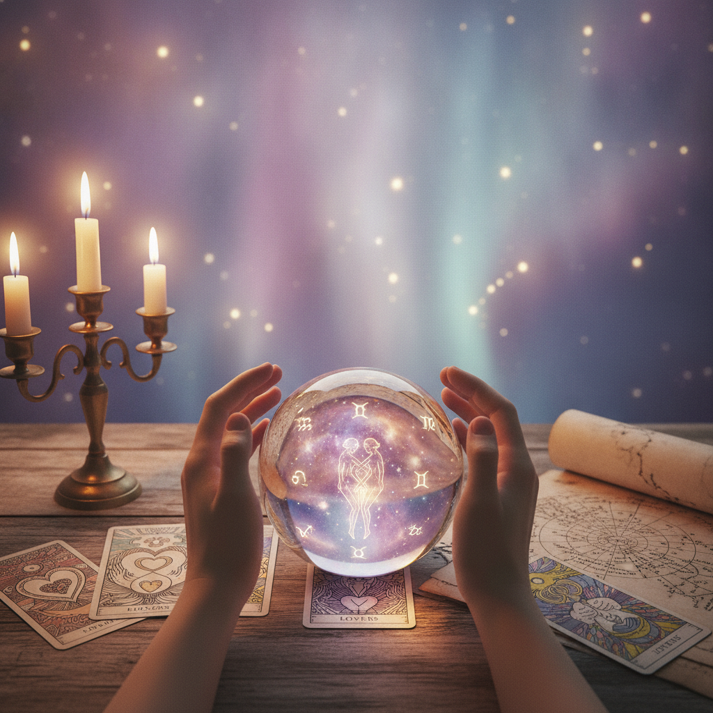 Love and Relationship Psychic Austin TX: Your Guide to Compatibility Mystical celestial tarot cards and astrology symbols Austin Texas