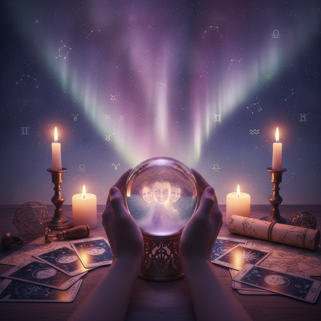 Connect with Loved Ones: Mediumship Reading Austin TX Mystical celestial lights symbolizing spiritual connection in Austin TX
