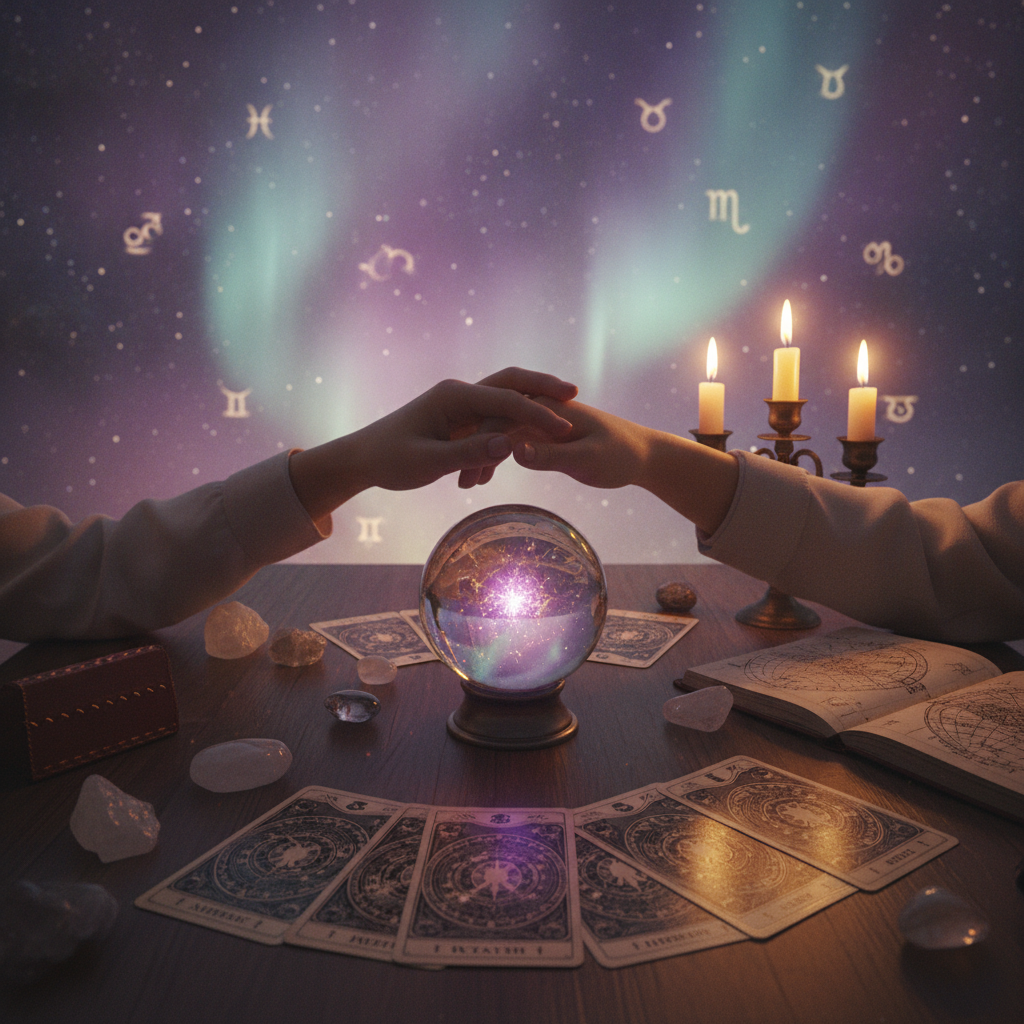 Austin TX mystical celestial background with spiritual connection elements
