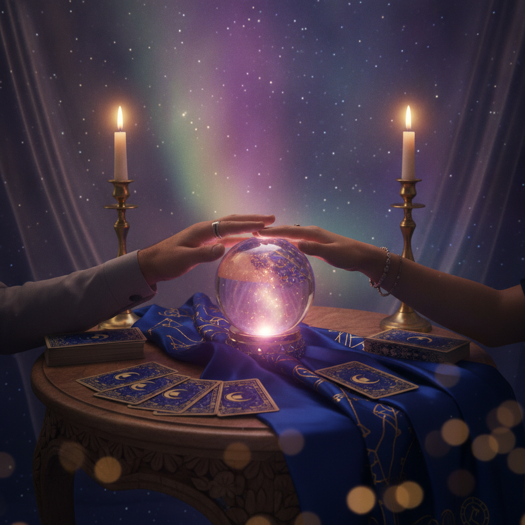 Mystical celestial lights representing past life journey in Austin Texas