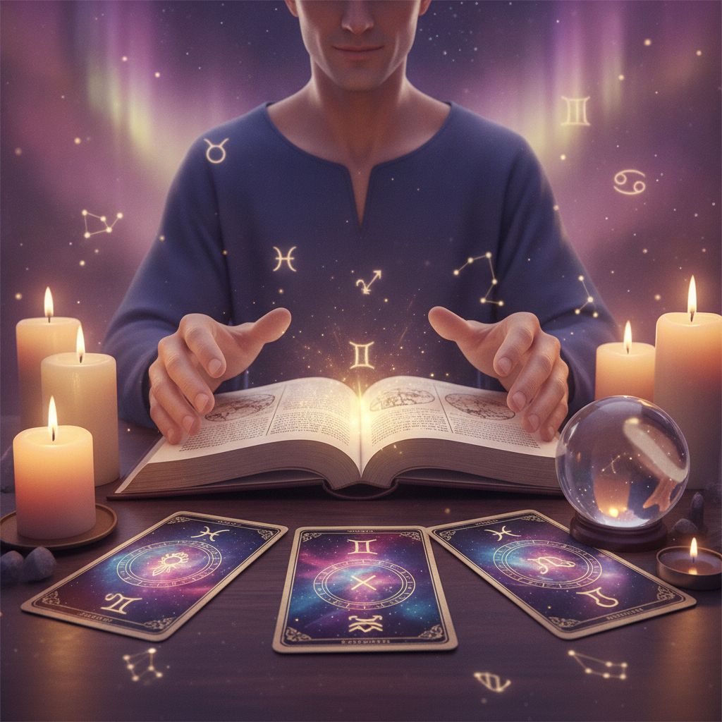 Mystical celestial art representing soul journey and past life reading in Austin