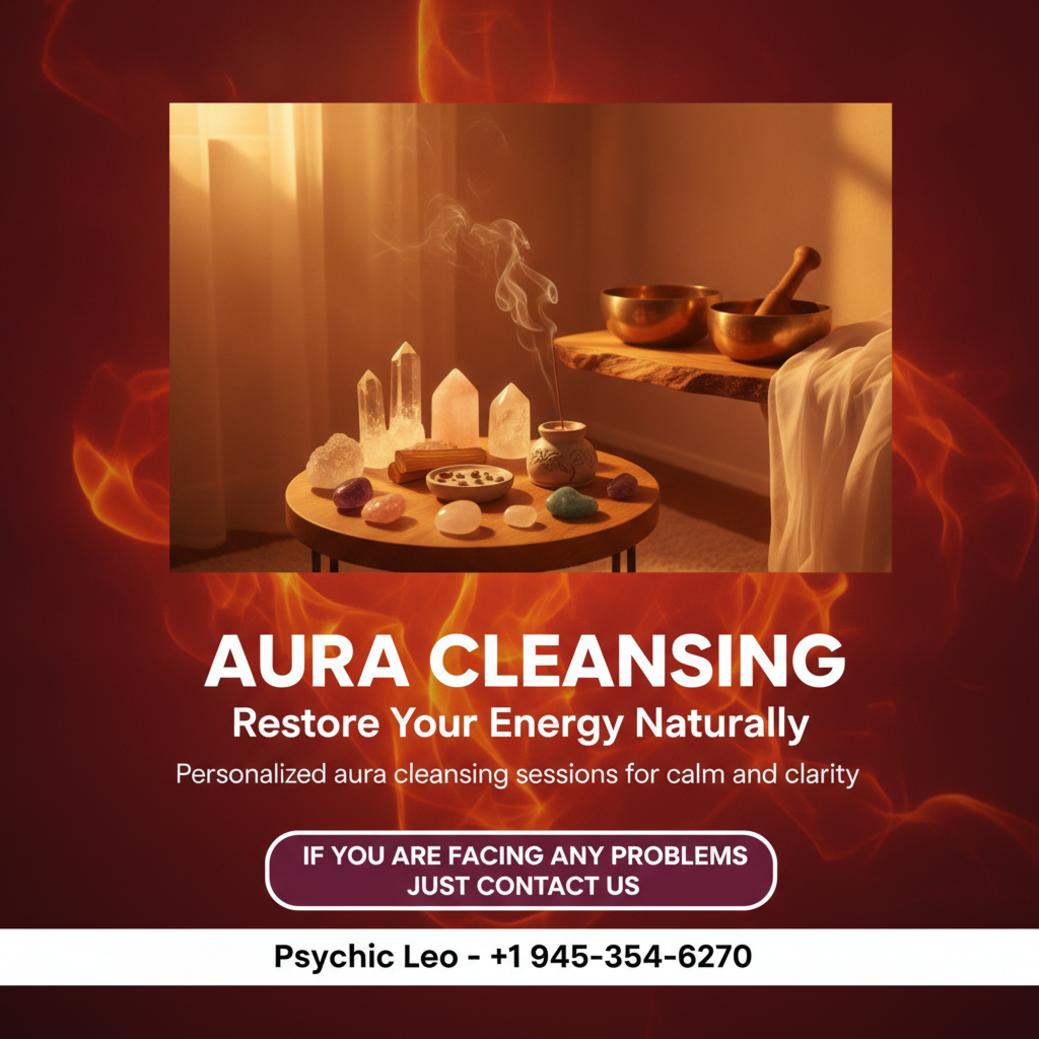 Calm treatment room with crystals and incense for aura cleansing Austin
