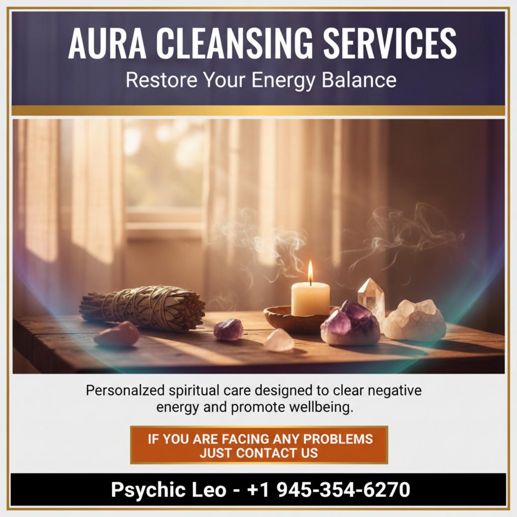 Wooden altar with sage and crystals for aura cleansing in Texas