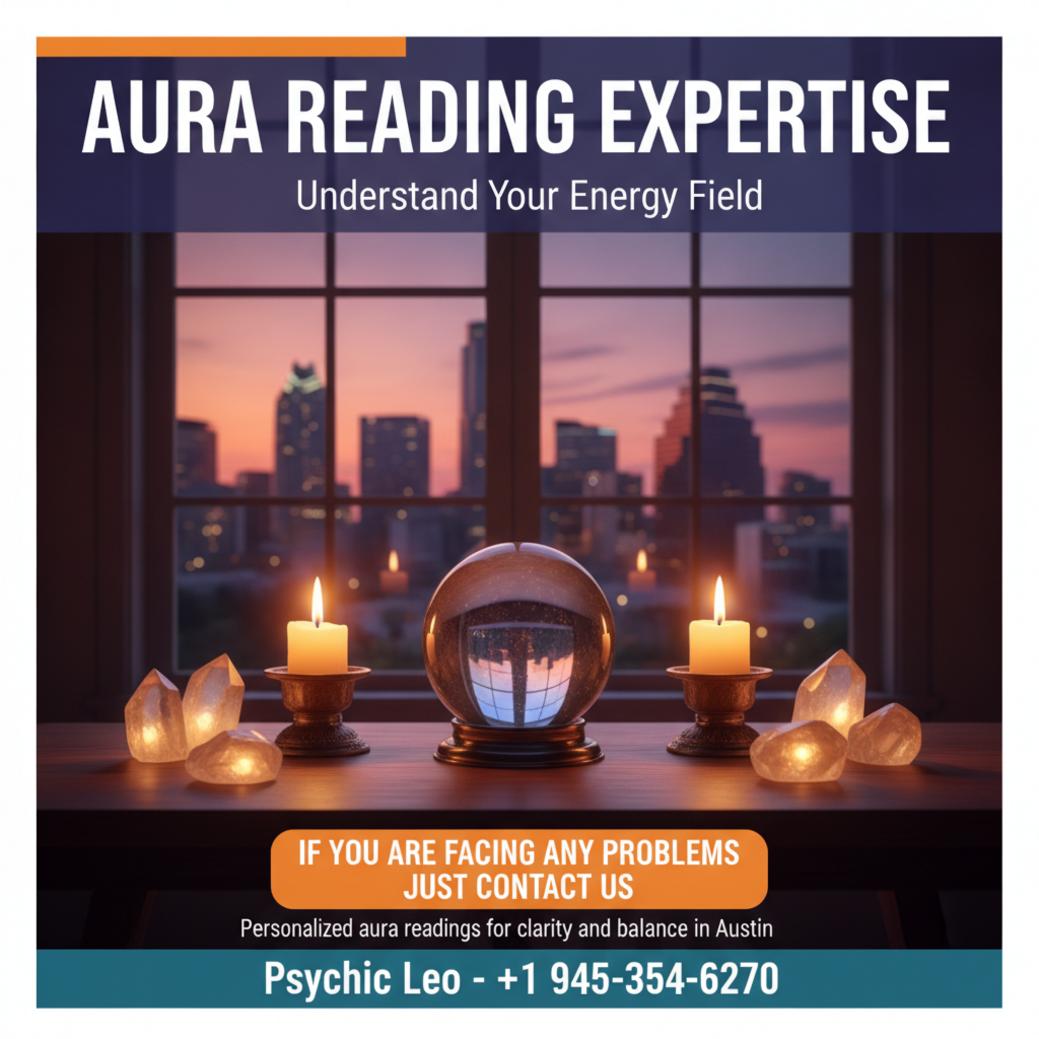 aura reading session setup with crystals and candles in Austin