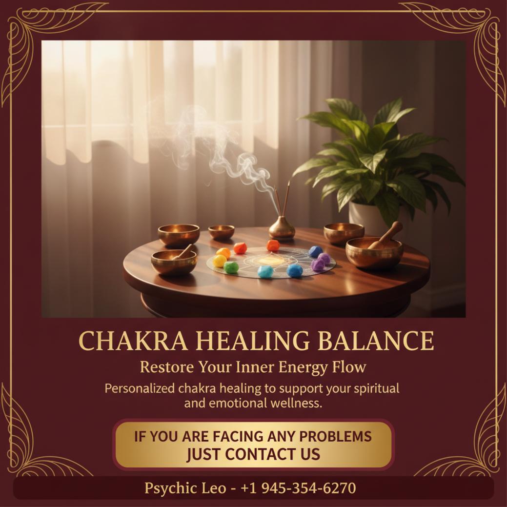 Colorful chakra stones on wooden table for chakra healing in Buda