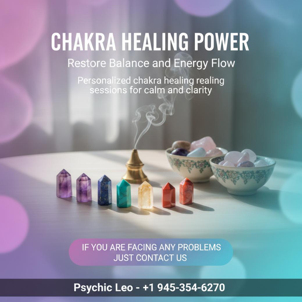 wooden table with chakra crystals and incense for chakra healing in Leander TX