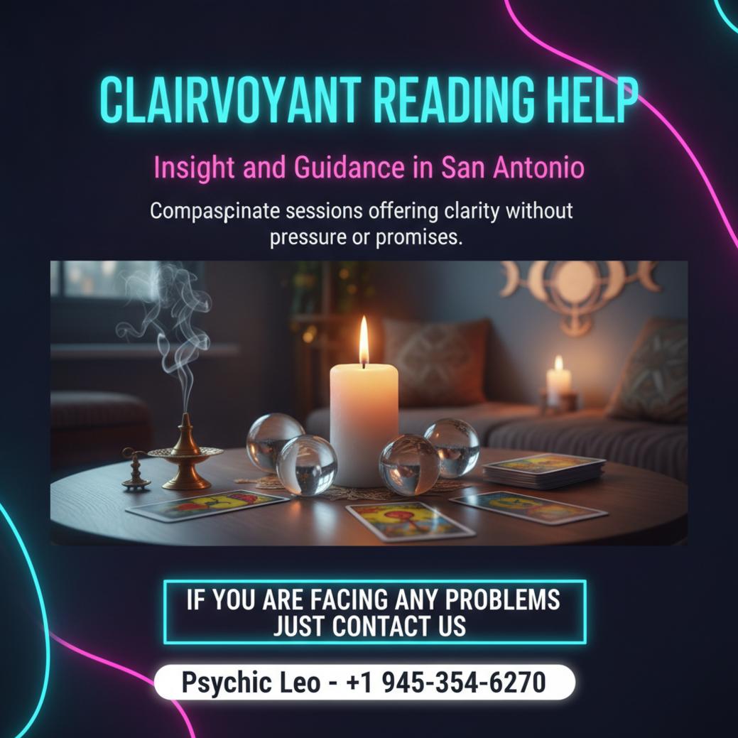 Clairvoyant reading setup with crystals and candles in San Antonio