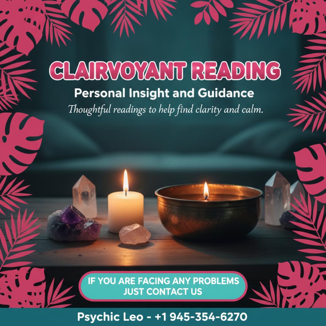 Calm spiritual setup with candle and crystals for clairvoyant reading in Texas
