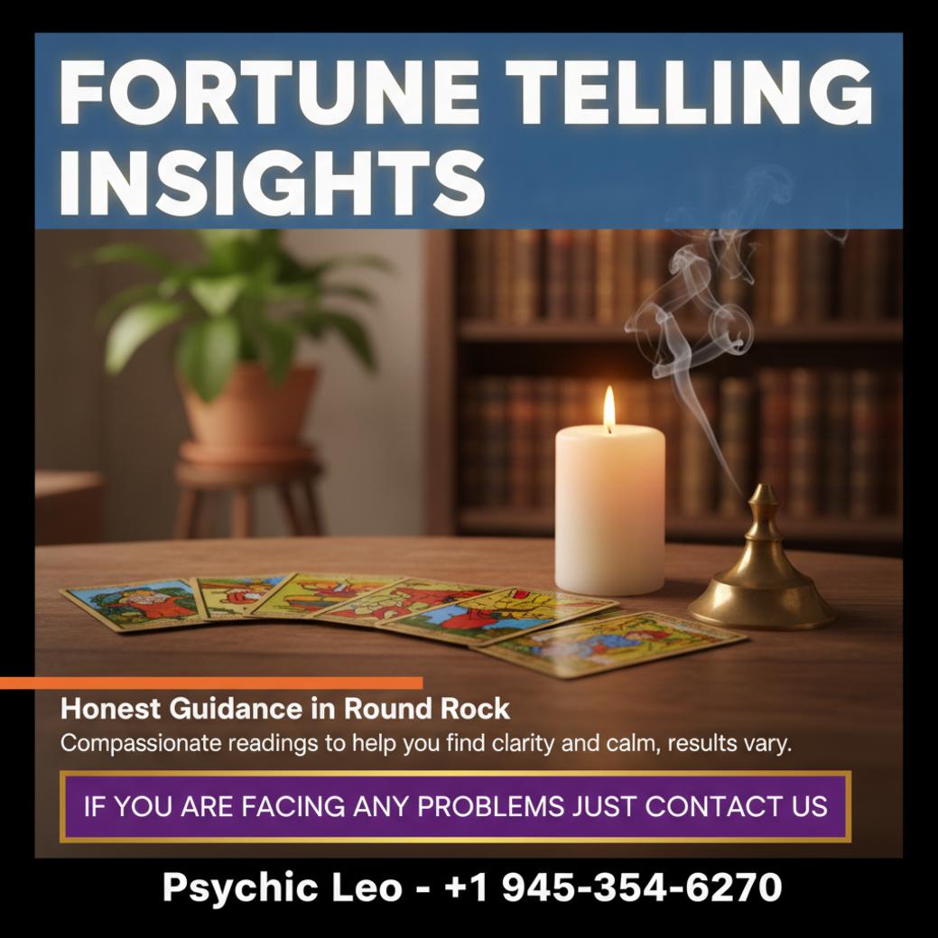 Fortune telling setup with tarot cards and candle in Round Rock