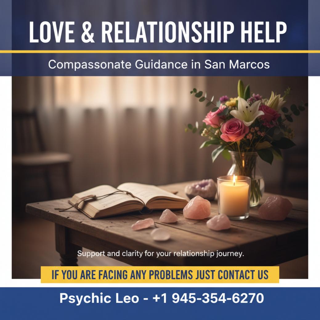 Love and relationship guidance tools on wooden table in San Marcos