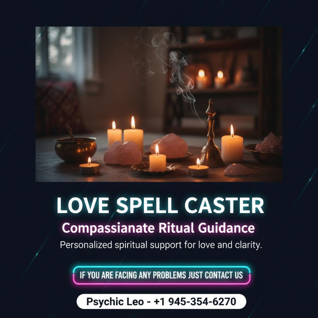 Love spell caster altar with candles and crystals in San Antonio