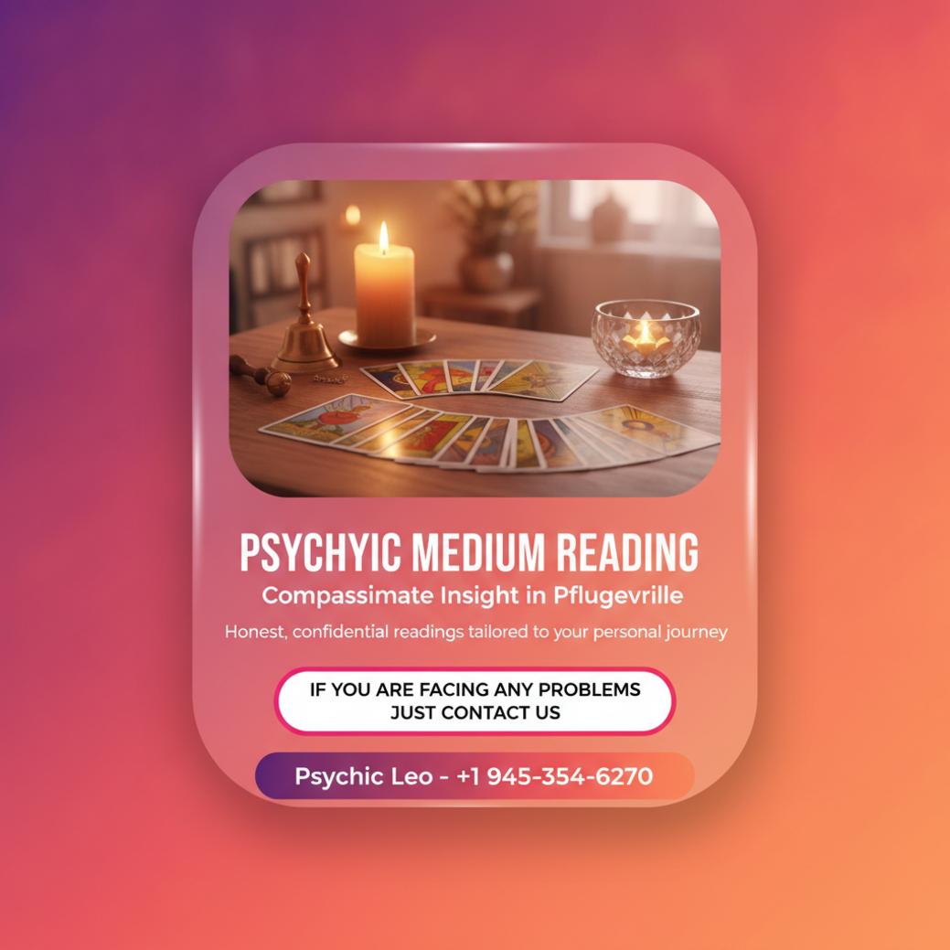 Calm spiritual room with tarot cards and candle for psychic medium reading Pflugerville