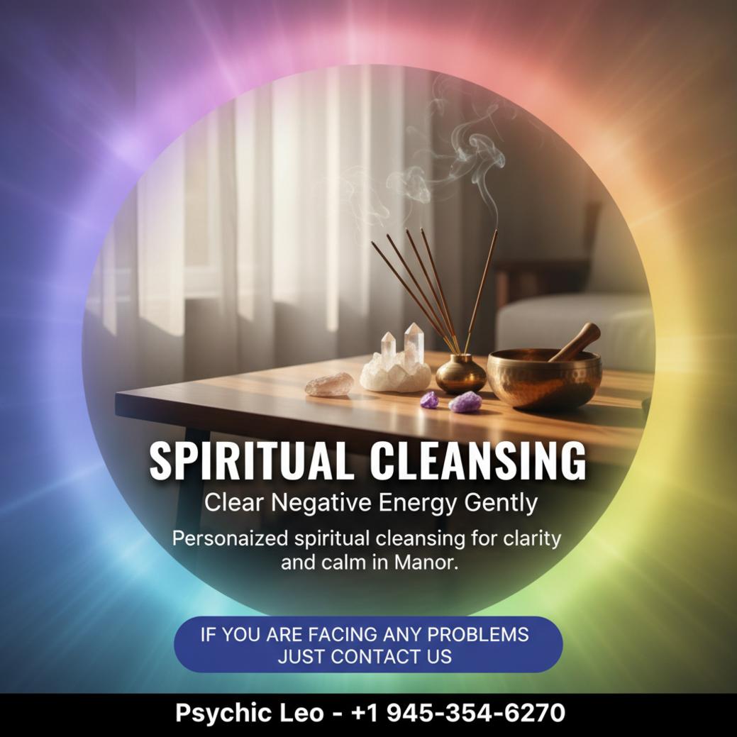 Spiritual cleansing ritual setup with crystals in Manor TX