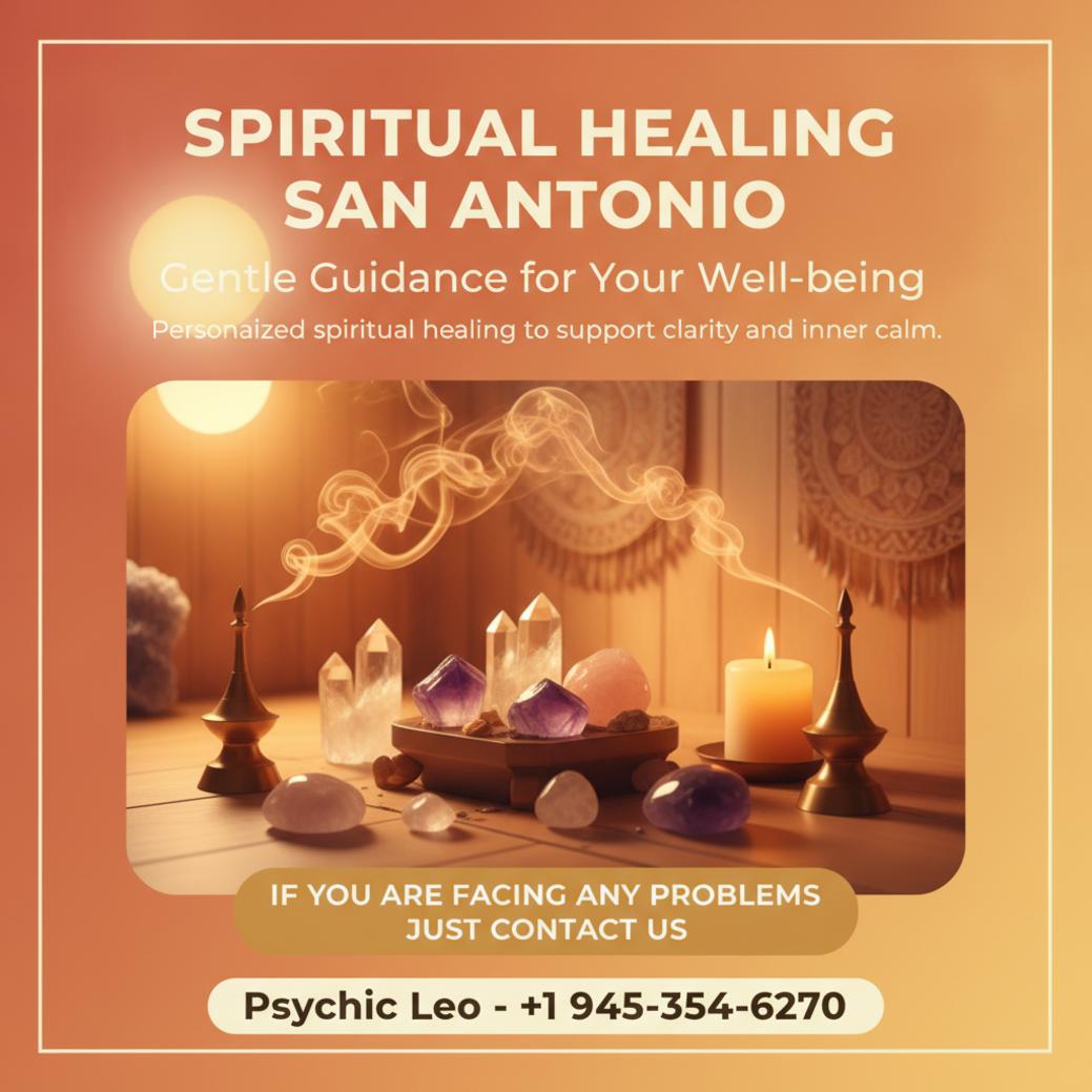 Spiritual healing setup with crystals and incense in San Antonio