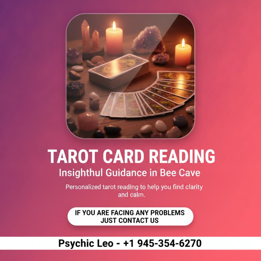 Tarot card reading setup with candles and crystals in Bee Cave, TX
