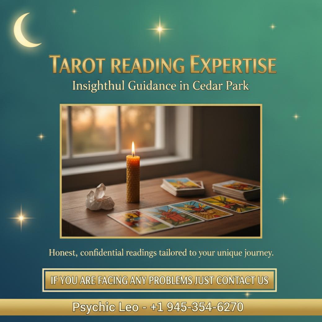 tarot reading setup with cards and candle in cedar park setting