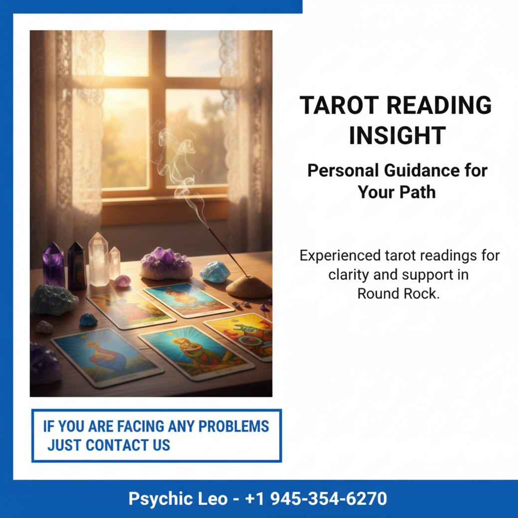 tarot reading setup with cards and crystals in round rock texas