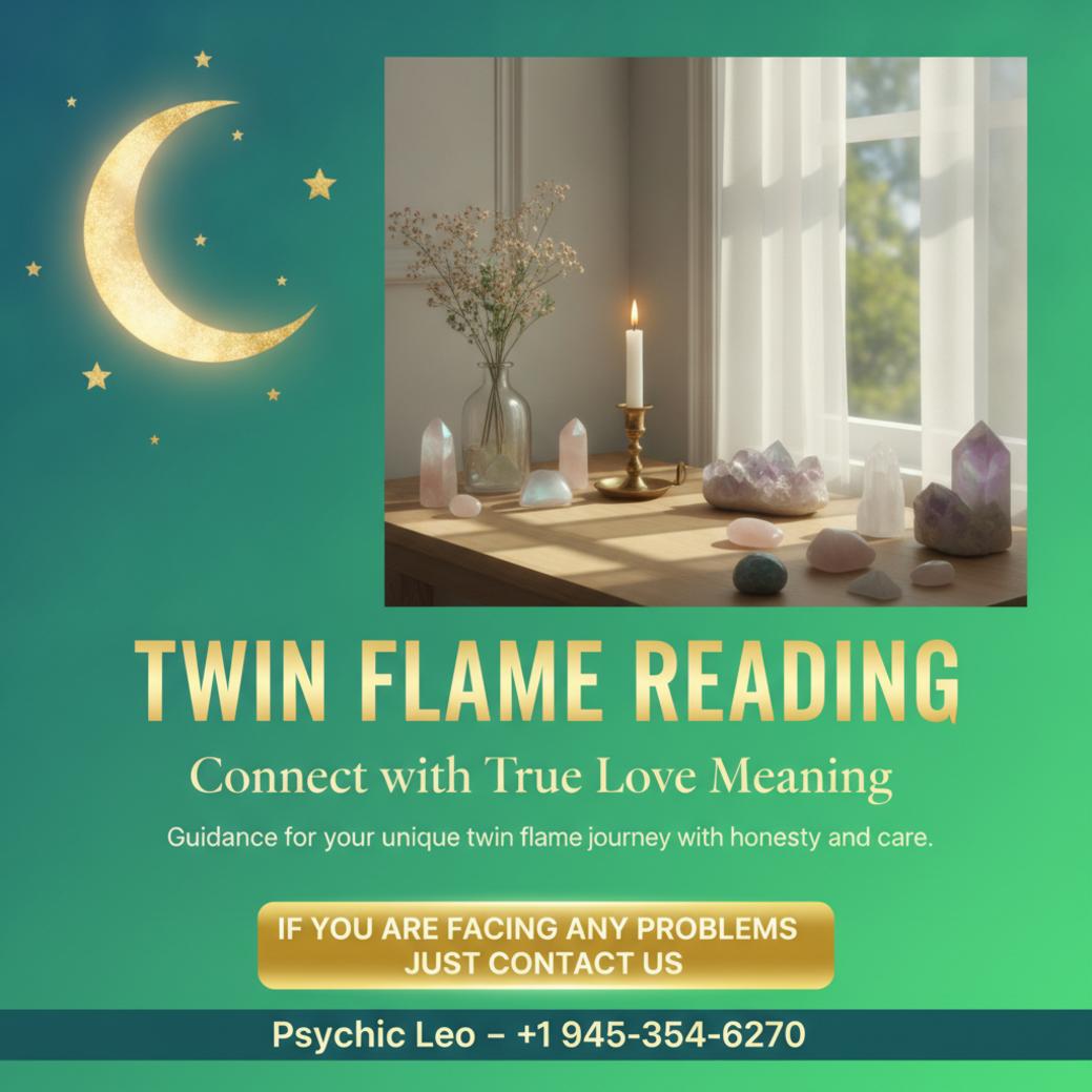 Twin flame reading altar setup with candle and crystals in Bee Cave