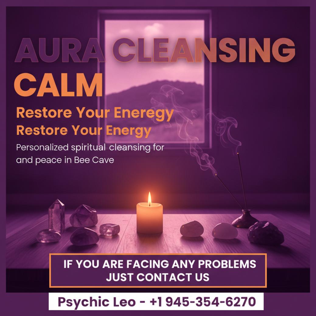 Aura cleansing ritual setup with crystals and candle in Bee Cave, TX