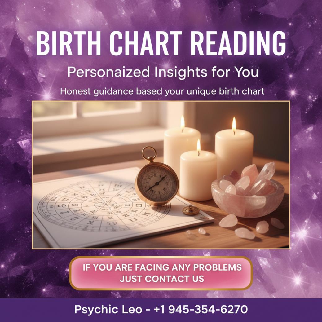 birth chart reading setup with astrological chart and crystals in Lakeway TX