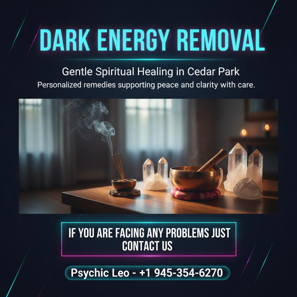 Calm and Effective Dark Energy Removal in Cedar Park, TX dark energy removal spiritual healing setup in Cedar Park room with incense and crystals