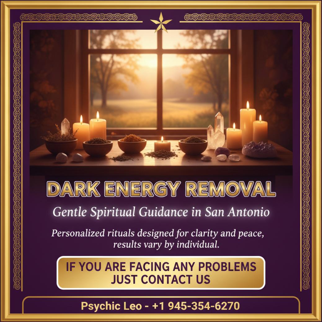 Dark energy removal altar with candles and crystals San Antonio