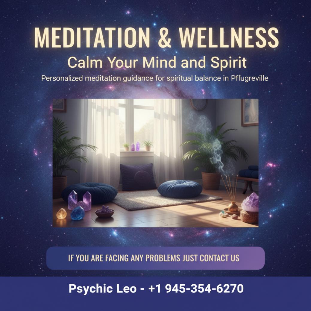 meditation and spiritual wellness setup with cushions and crystals in Pflugerville