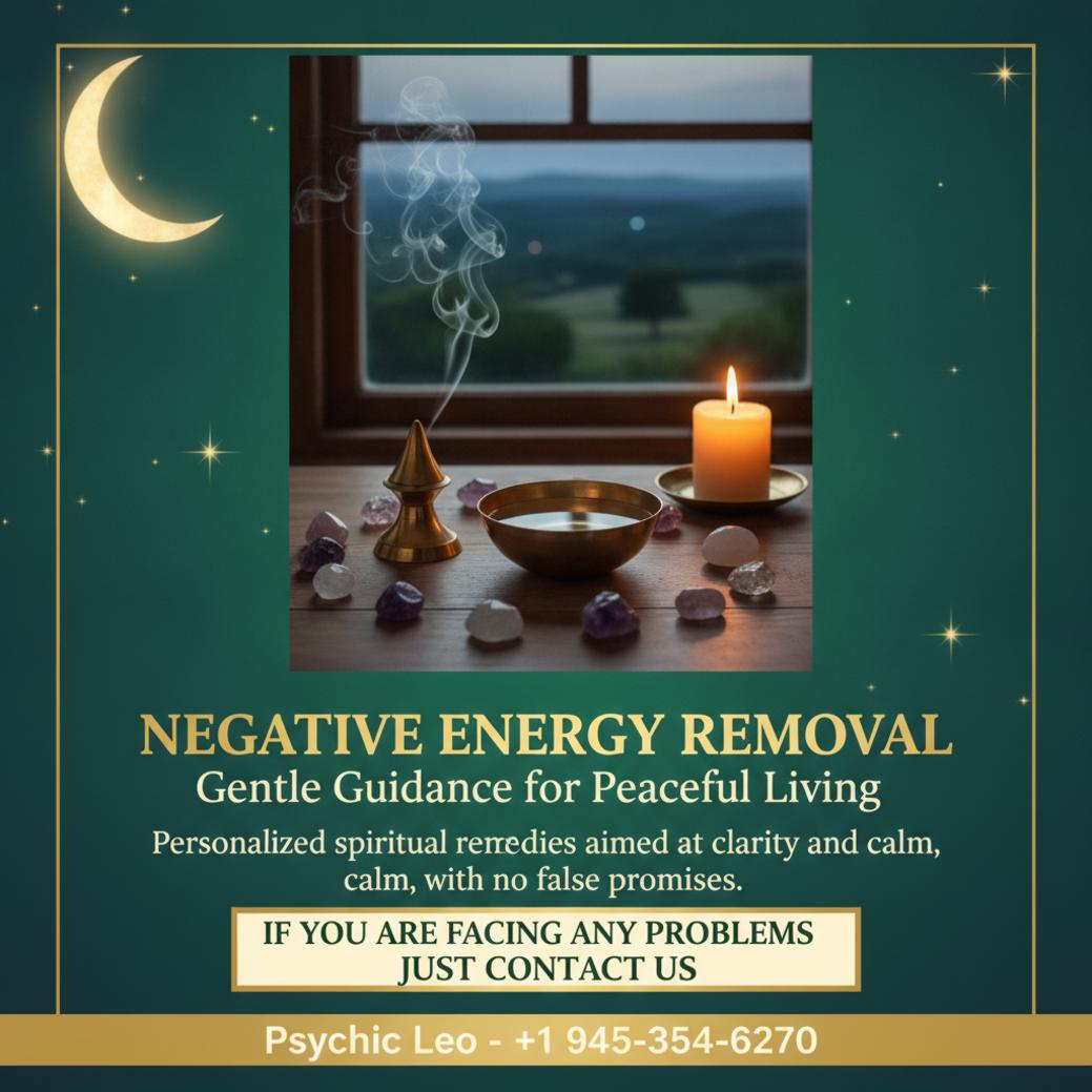 Negative energy removal materials on table with natural Bee Cave view