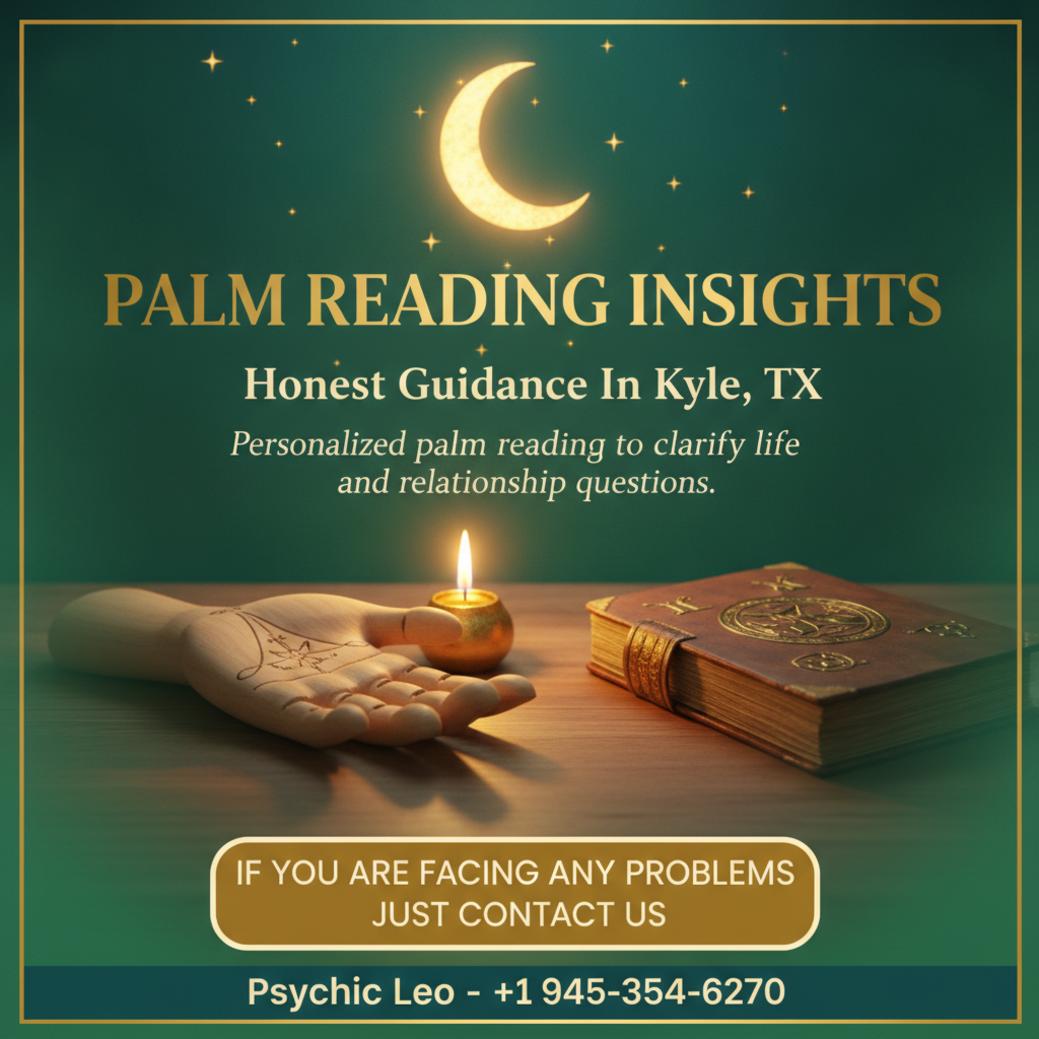 Palm reading setup with hand model in calm Kyle TX setting