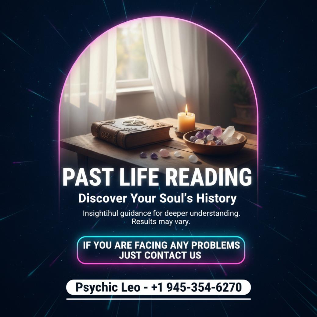 Past life reading table with candle and crystals in Texas room