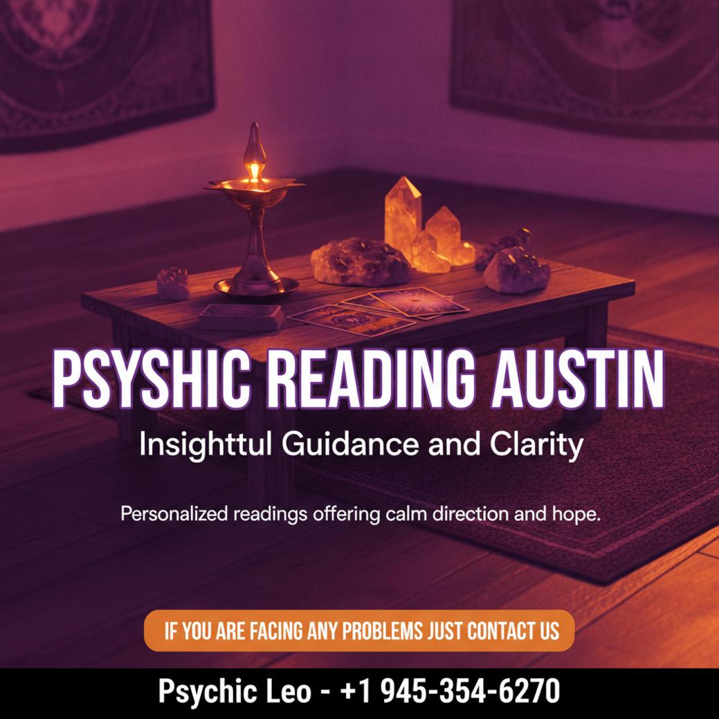 Calm psychic reading setting with candles and tarot cards in Austin, TX
