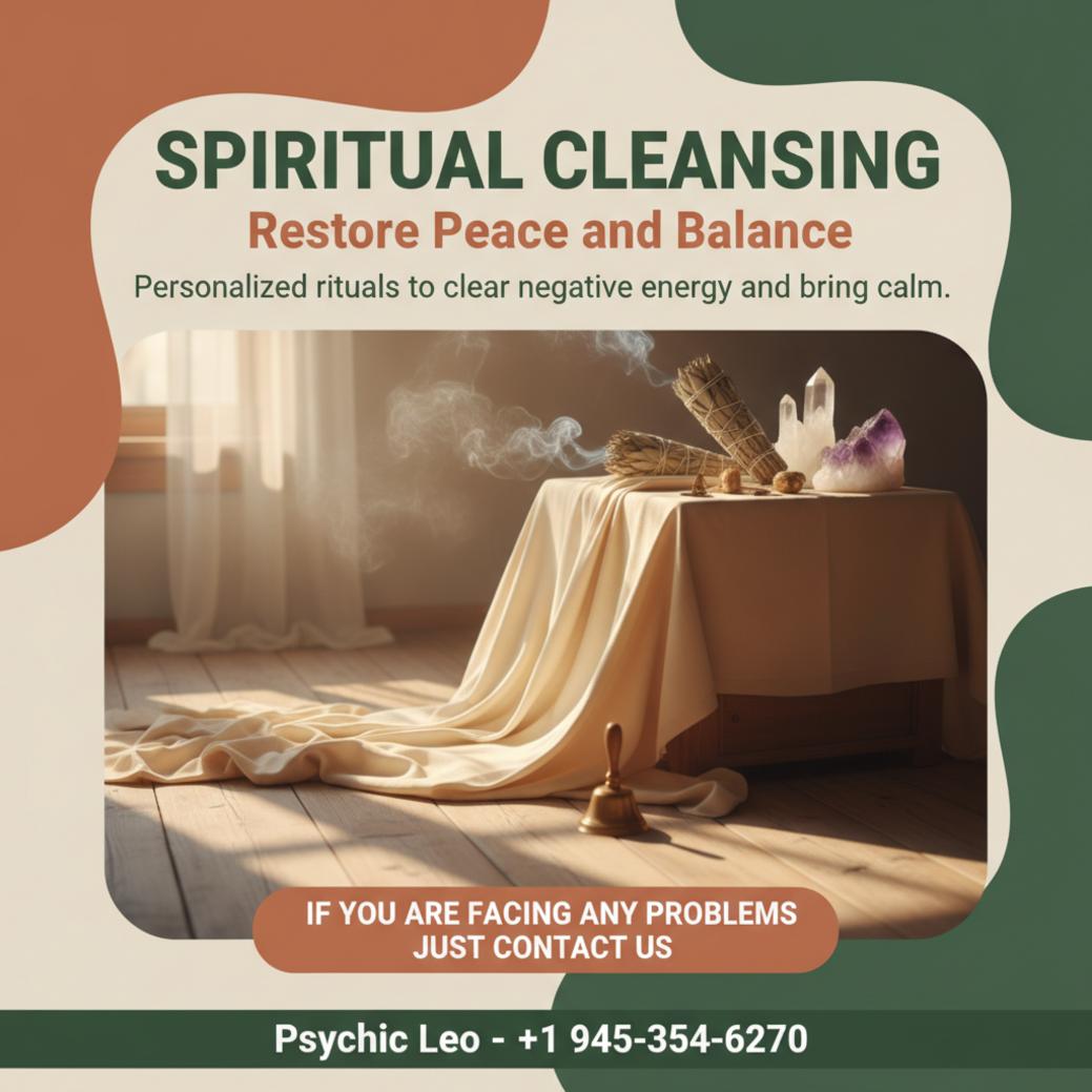 Spiritual cleansing ritual with sage and crystals in Georgetown