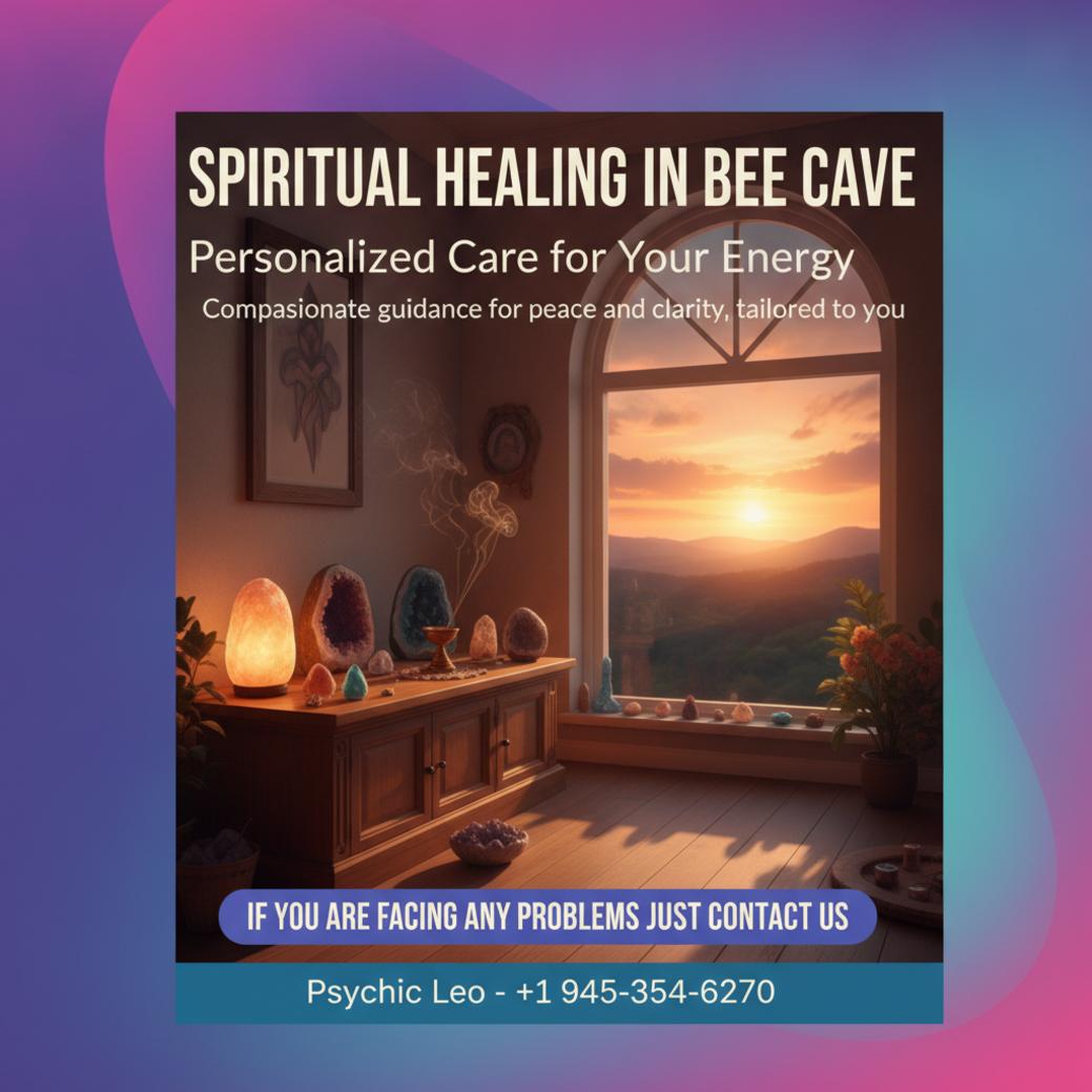 spiritual healer setup with crystals and incense in Bee Cave room